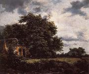 Jacob van Ruisdael Cottage under the trees near a Grainfield Spain oil painting artist
